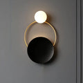 Modern gold ring ball g4 round wall lamp black & white bedroom sconce
