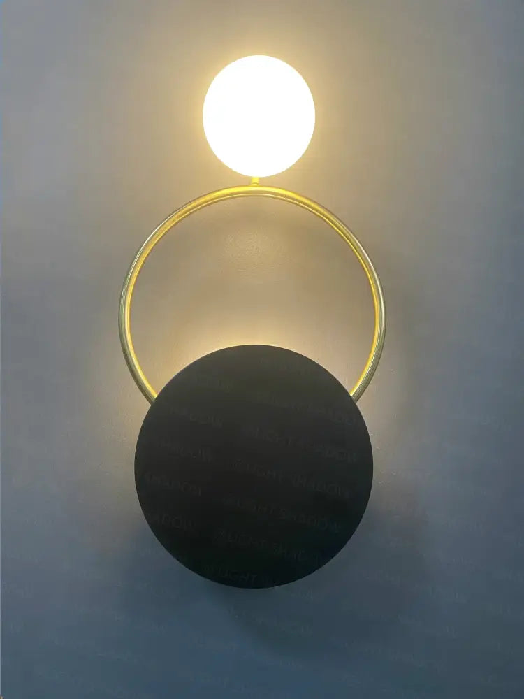 Modern gold ring ball g4 round wall lamp black & white bedroom sconce