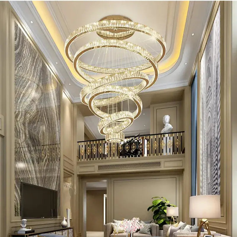 Modern gold ring decorbites crystal led chandelier living room light