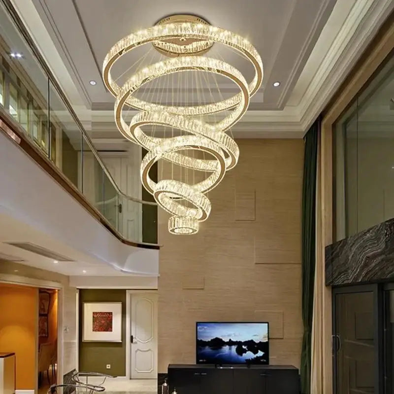 Modern gold ring decorbites crystal led chandelier living room light