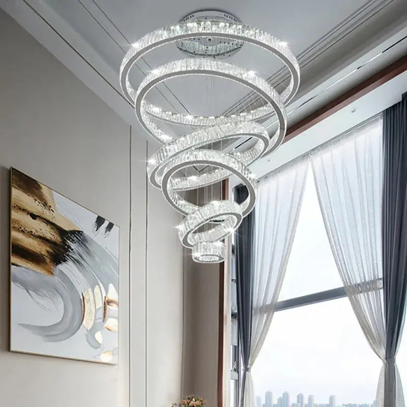 Modern gold ring decorbites crystal led chandelier living room light