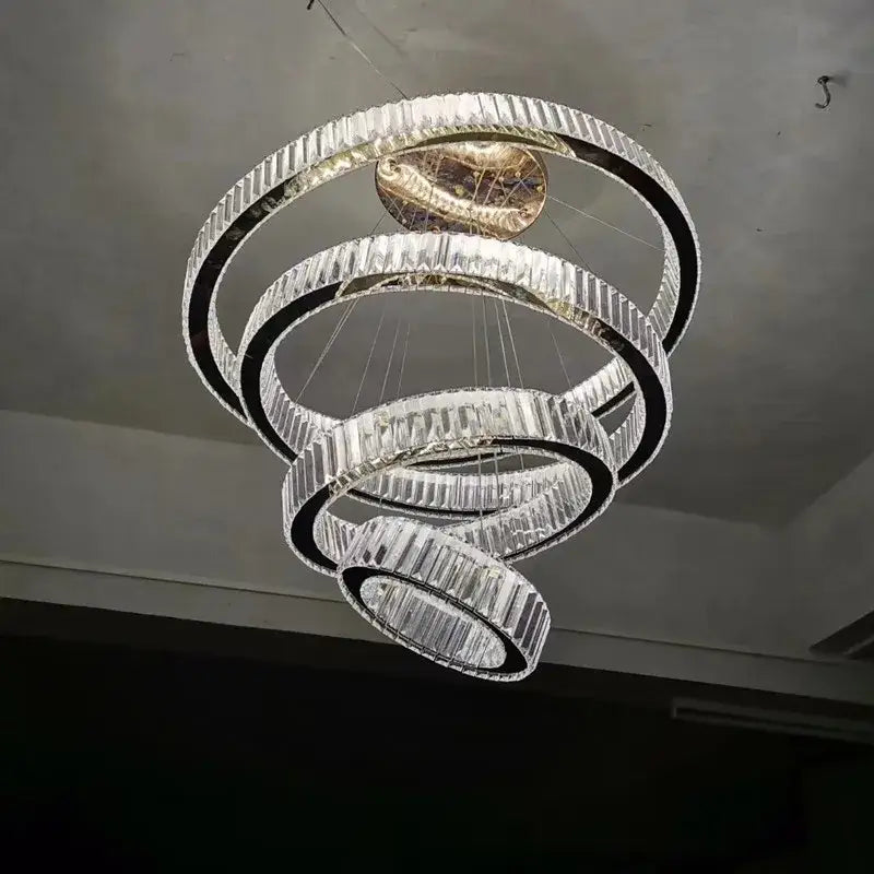 Modern gold ring decorbites crystal led chandelier living room light