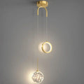 Modern gold ring led pendant light for living room with crystal globe