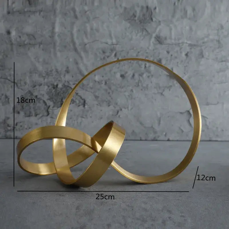 Modern gold rope knot metal sculpture living room home decor