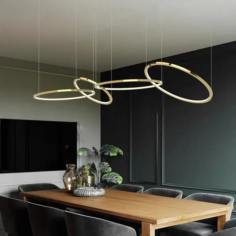 Modern gold round ceiling chandelier dining room pendant light