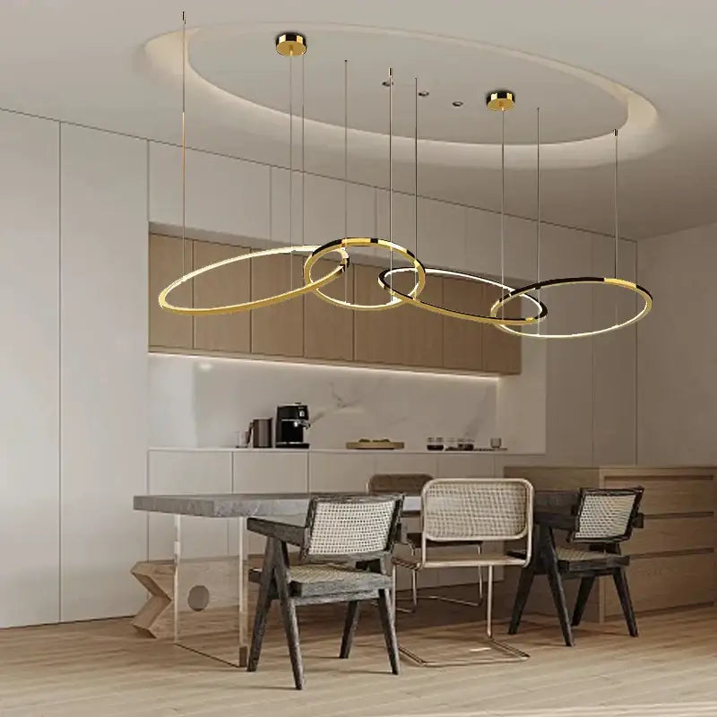 Modern gold round ceiling chandelier dining room pendant light