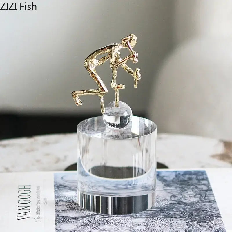 Modern gold runner crystal sculpture abstract statue living room decor