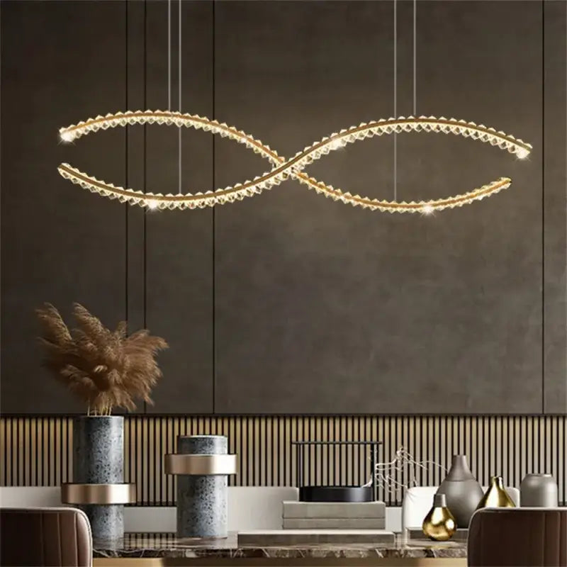 Modern gold s-shaped decorbites crystal led pendant dining room light