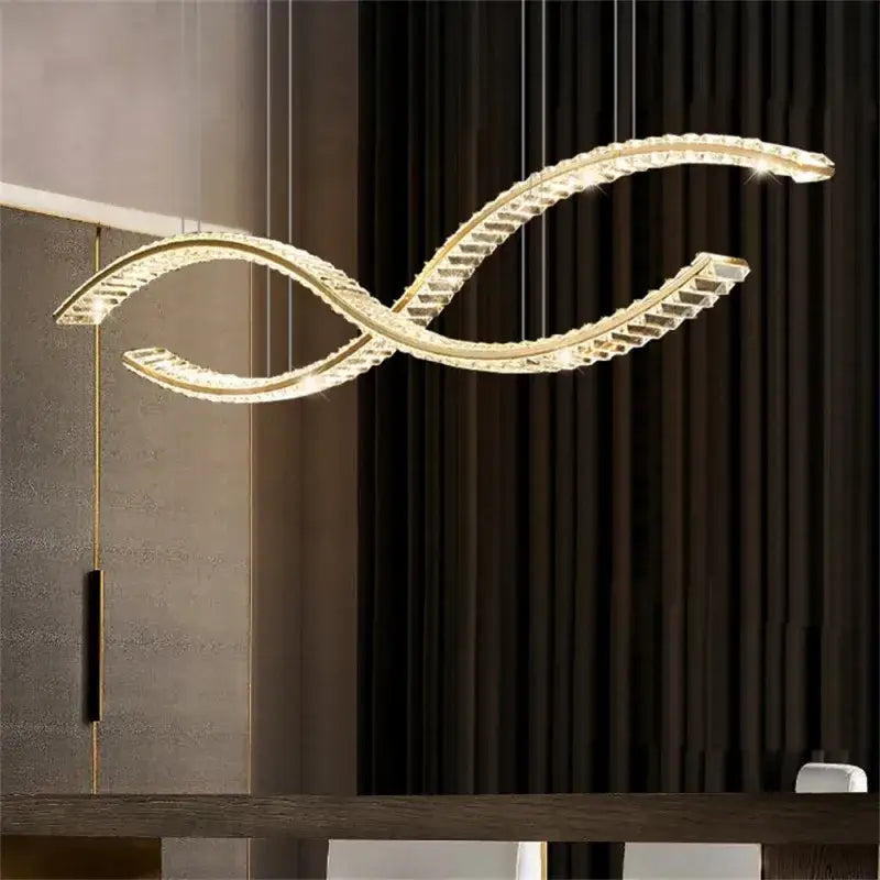 Modern gold s-shaped decorbites crystal led pendant dining room light