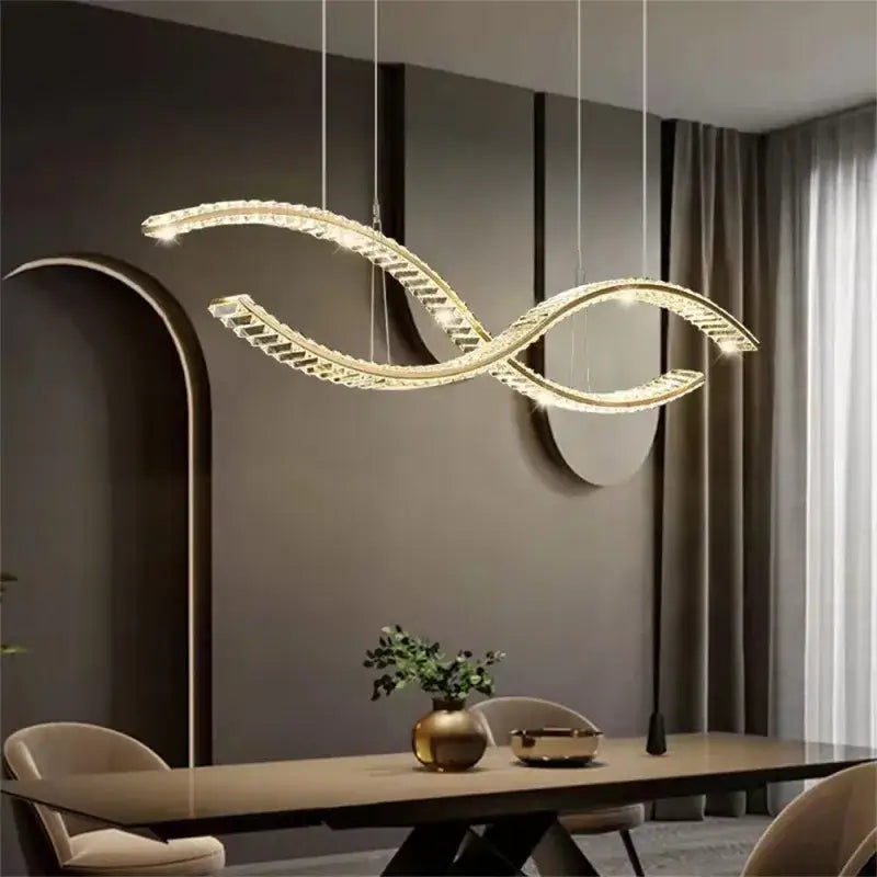 Modern gold s-shaped decorbites crystal led pendant dining room light