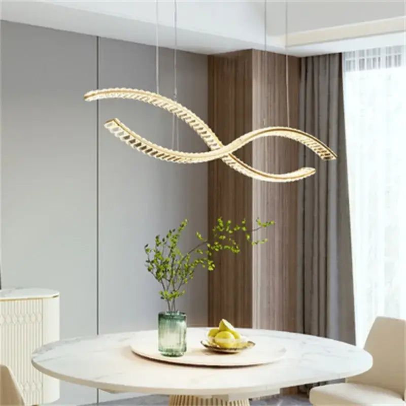 Modern gold s-shaped decorbites crystal led pendant dining room light