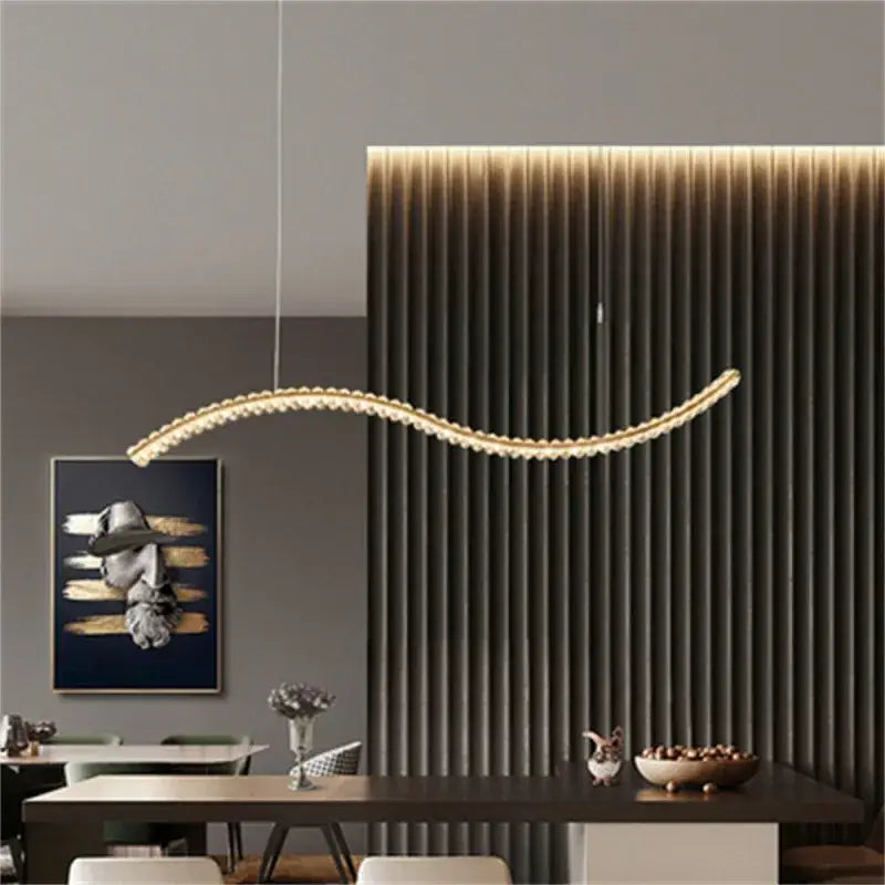 Modern gold s-shaped decorbites crystal led pendant dining room light