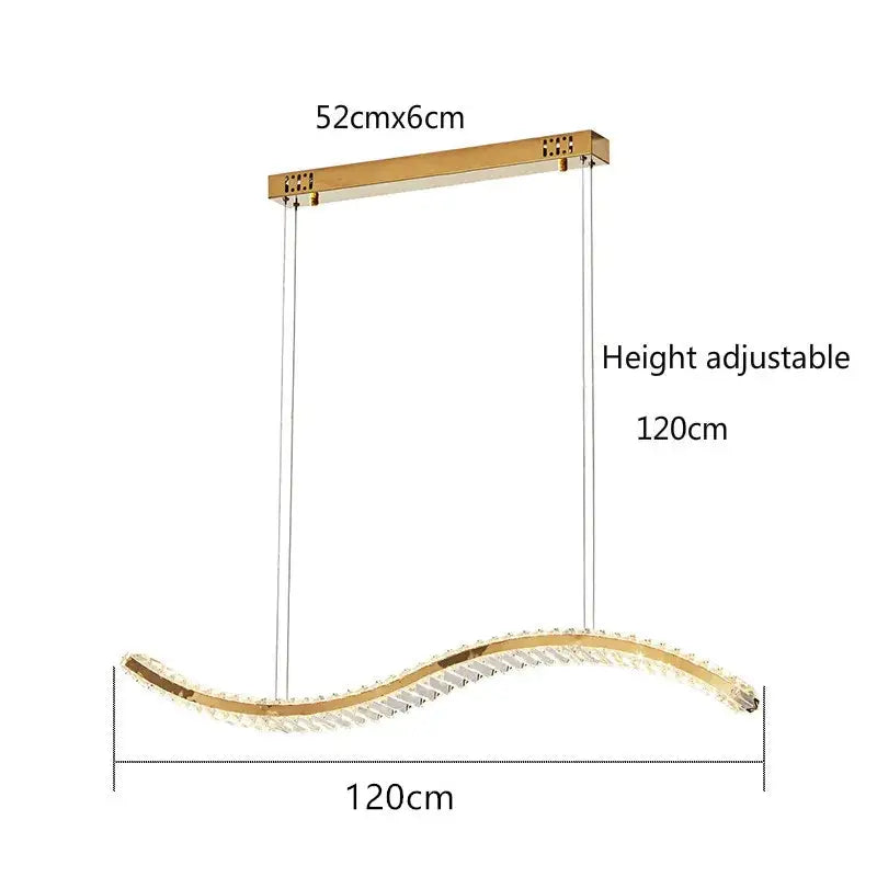 Modern gold s-shaped decorbites crystal led pendant dining room light