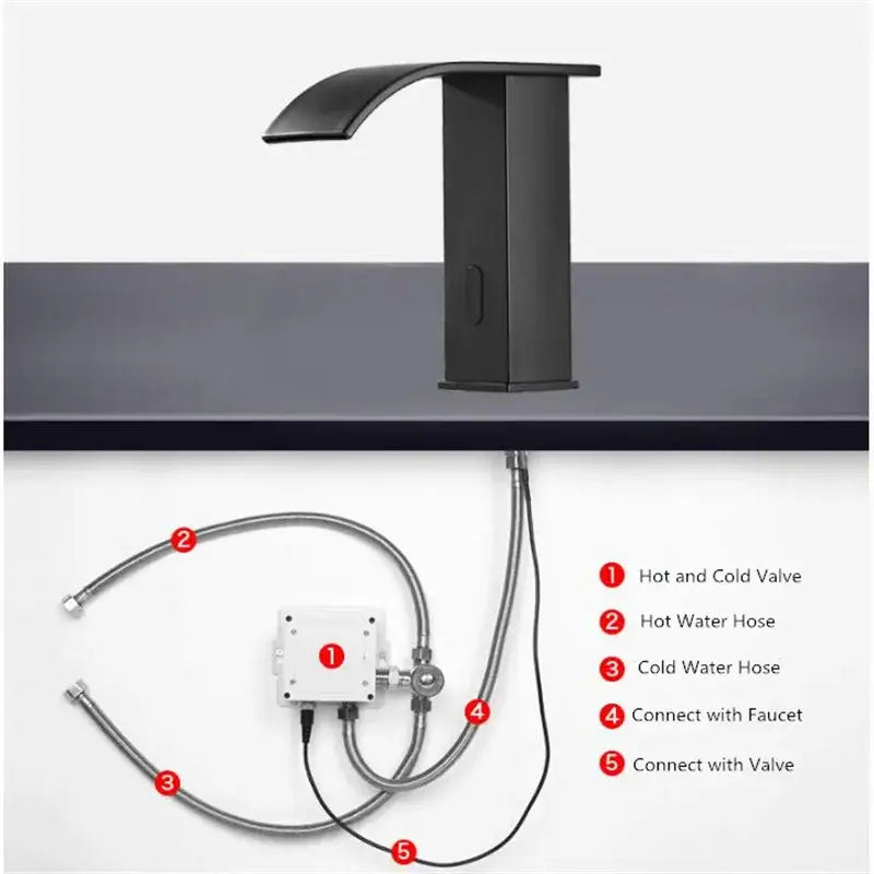 Modern gold sensor waterfall basin faucet bathroom hot cold mixer