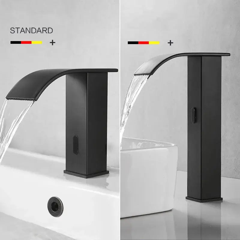 Modern gold sensor waterfall basin faucet bathroom hot cold mixer