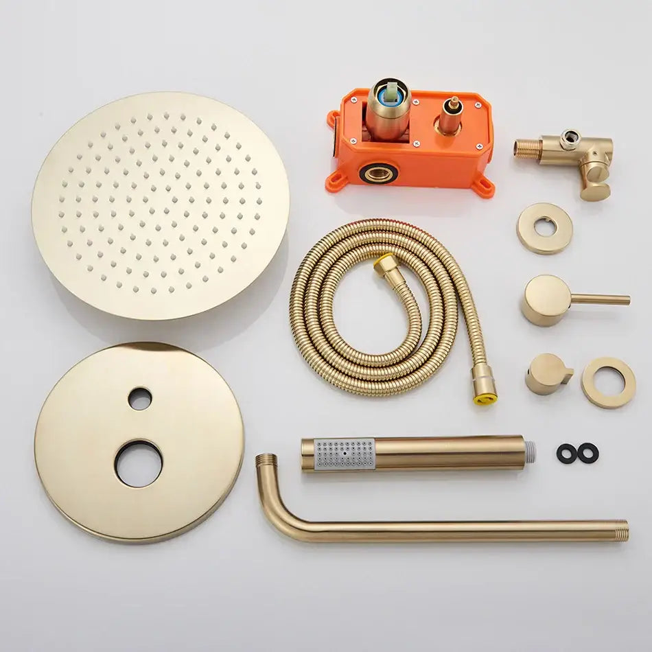 Modern gold shower faucet bathroom rainfall head and hand sprayer