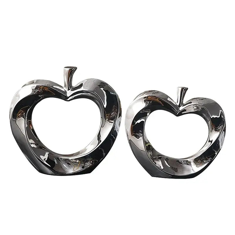 Modern gold & silver ceramic golden apple sculpture living room decor