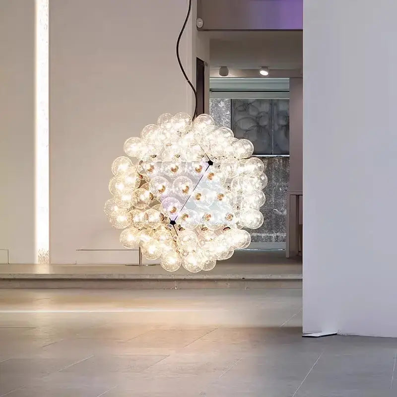 Modern gold & silver clear glass bubble chandelier dining room light