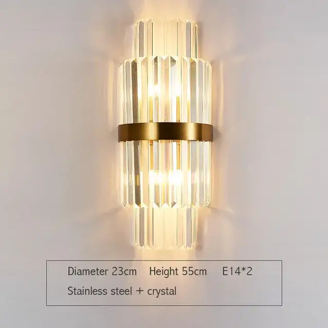 Modern gold & silver crystal wall lamp bedroom sconce