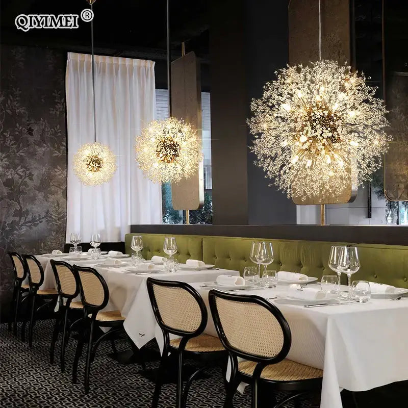 Modern gold & silver led crystal chandelier living room burst light