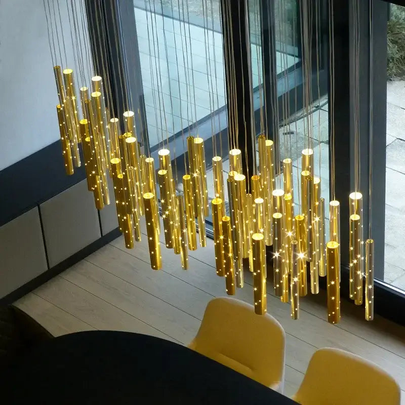 Modern gold & silver led pendant light dining room chandelier