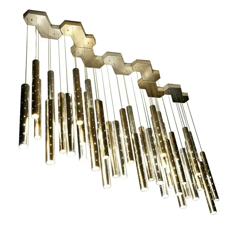 Modern gold & silver led pendant light dining room chandelier