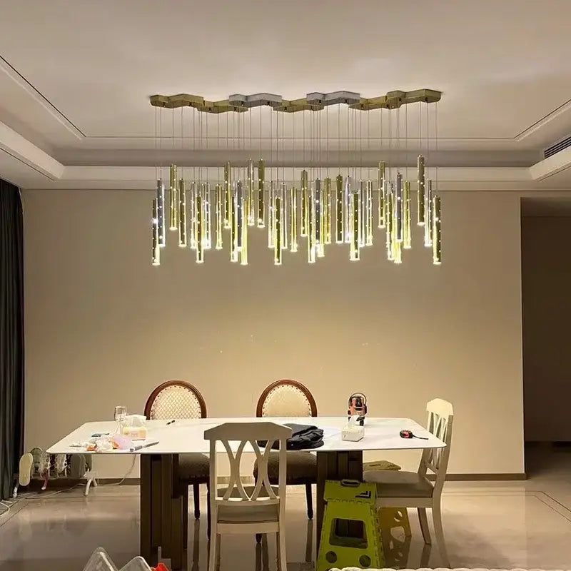 Modern gold & silver led pendant light dining room chandelier