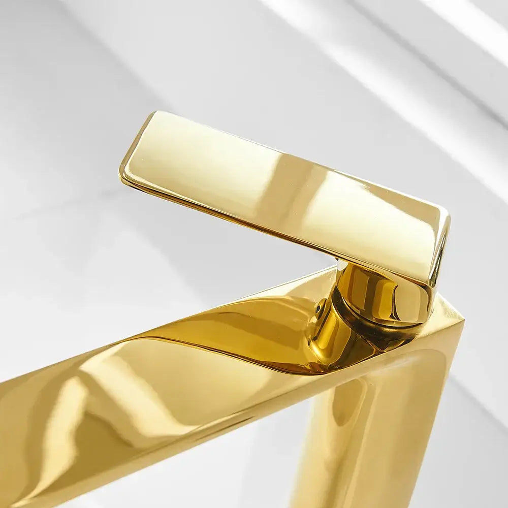 Modern gold single handle basin faucet bathroom high arc square tap