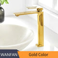Modern gold single handle basin faucet bathroom high arc square tap
