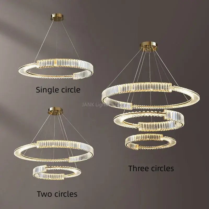 Modern gold spiral crystal led pendant chandelier dining room