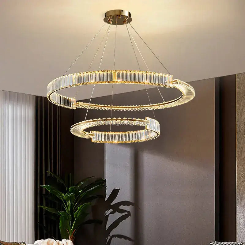Modern gold spiral crystal led pendant chandelier dining room