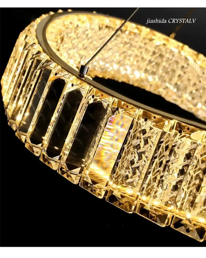 Modern gold spiral crystal led pendant chandelier for foyer