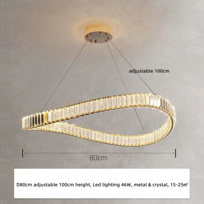 Modern gold spiral crystal led pendant chandelier for foyer