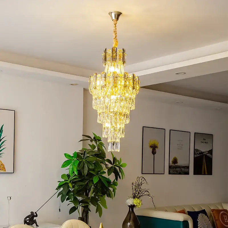 Modern gold spiral decorbites crystal chandelier staircase pendant light