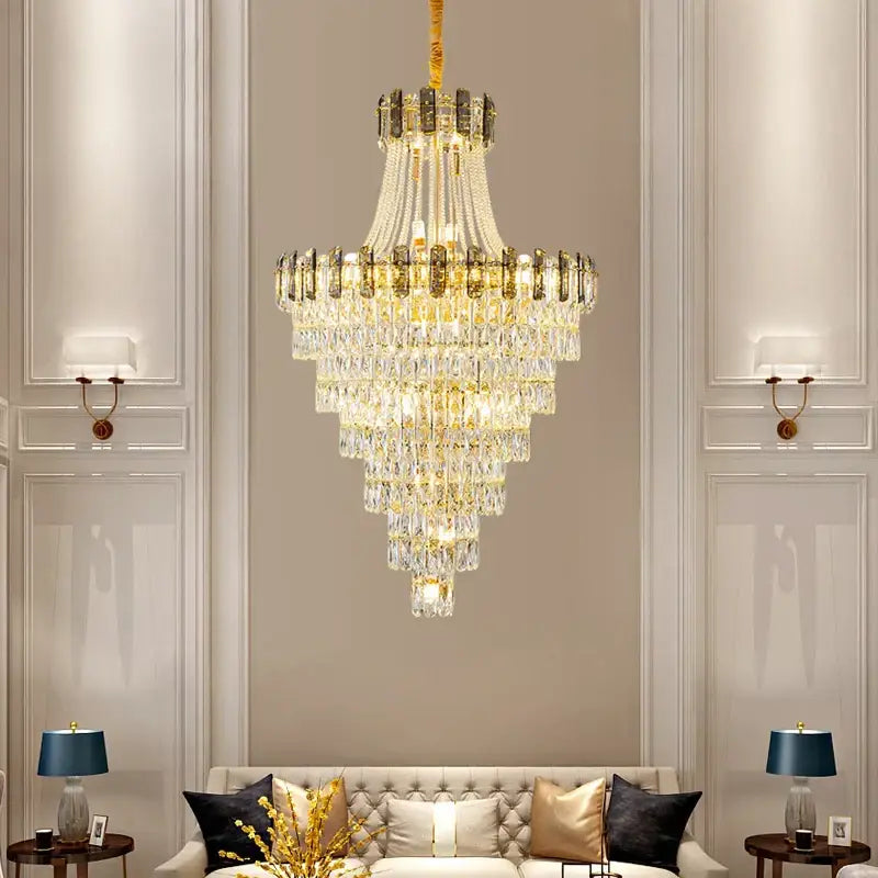 Modern gold spiral decorbites crystal chandelier staircase pendant light
