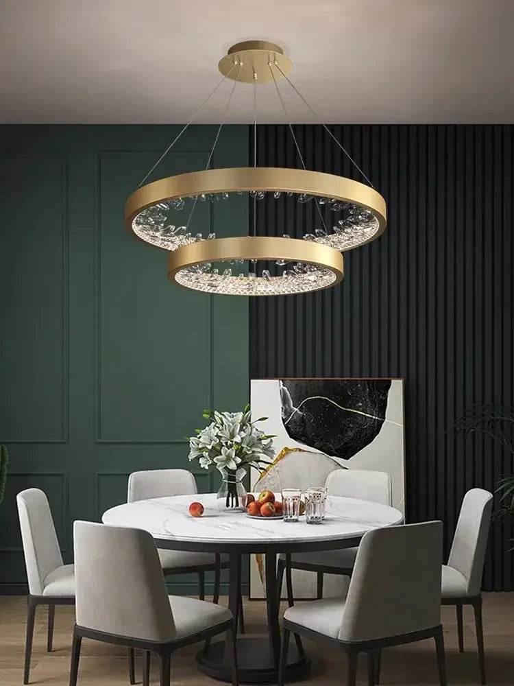 Modern gold spiral decorbites crystal led chandelier dining room light