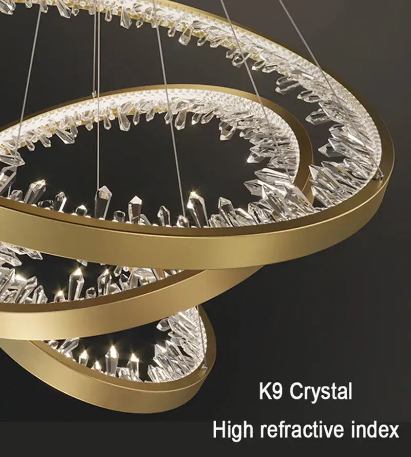 Modern gold spiral decorbites crystal led chandelier dining room light