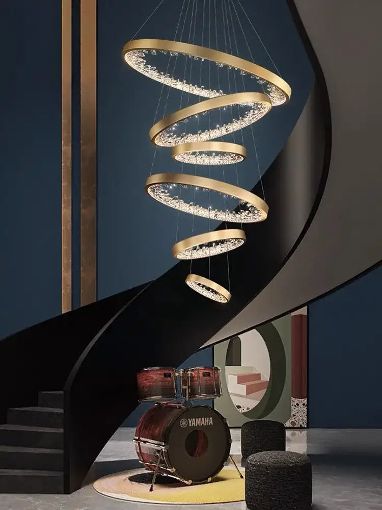 Modern gold spiral decorbites crystal led chandelier dining room light