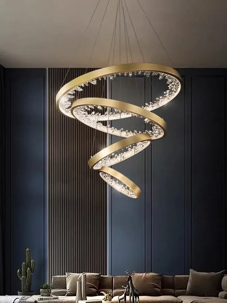 Modern gold spiral decorbites crystal led chandelier dining room light