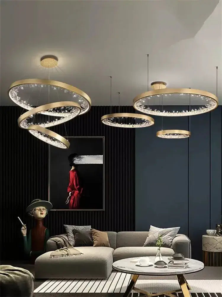 Modern gold spiral decorbites crystal led chandelier dining room light