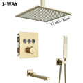 Modern gold square rainfall shower faucet mixer set bathroom