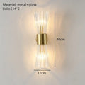 Modern gold stainless steel fluted glass wall sconce for bedroom
