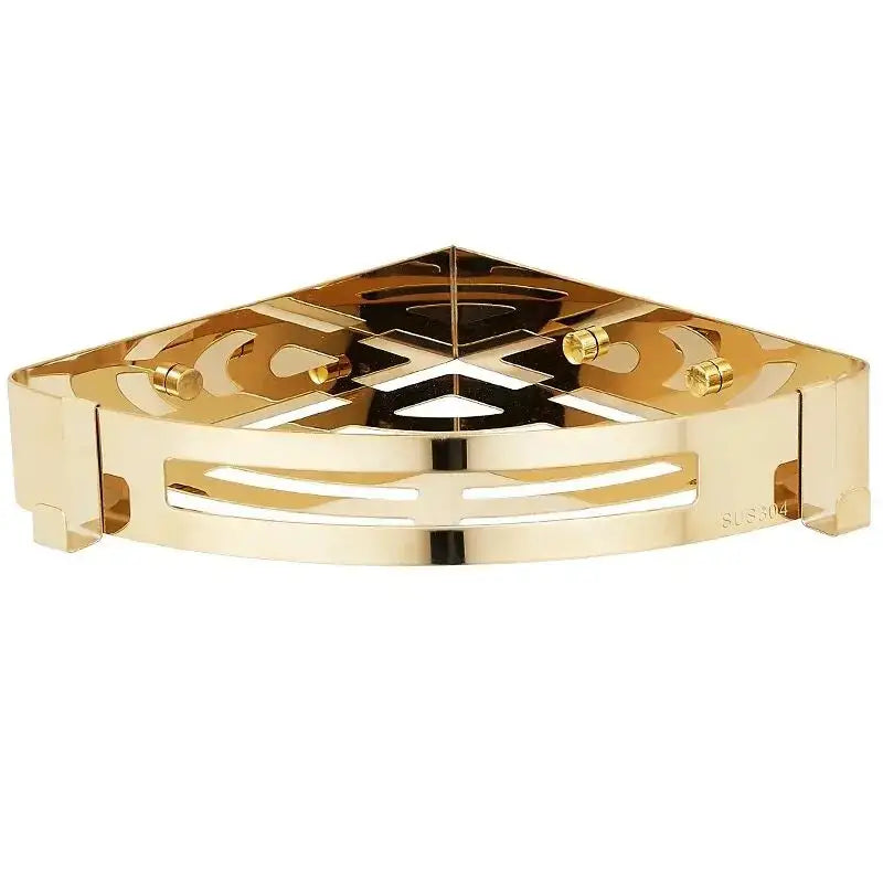 Modern gold stainless steel two tier corner shelf bathroom shower caddy
