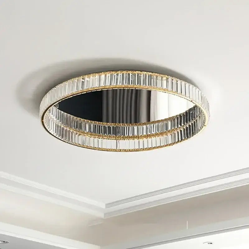 Modern gold steel led dimmable crystal ceiling light bedroom fixture
