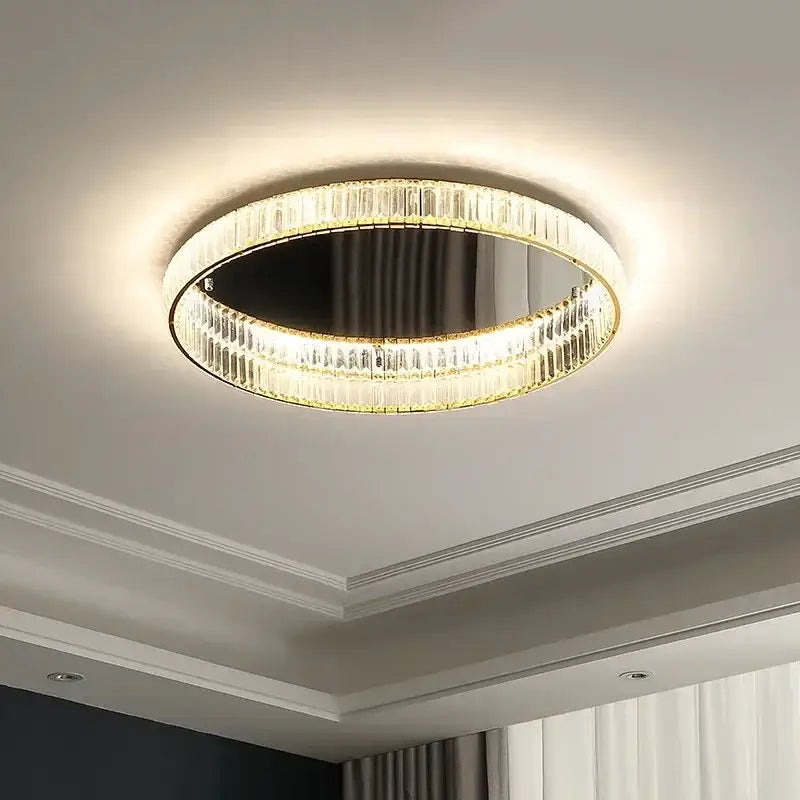 Modern gold steel led dimmable crystal ceiling light bedroom fixture