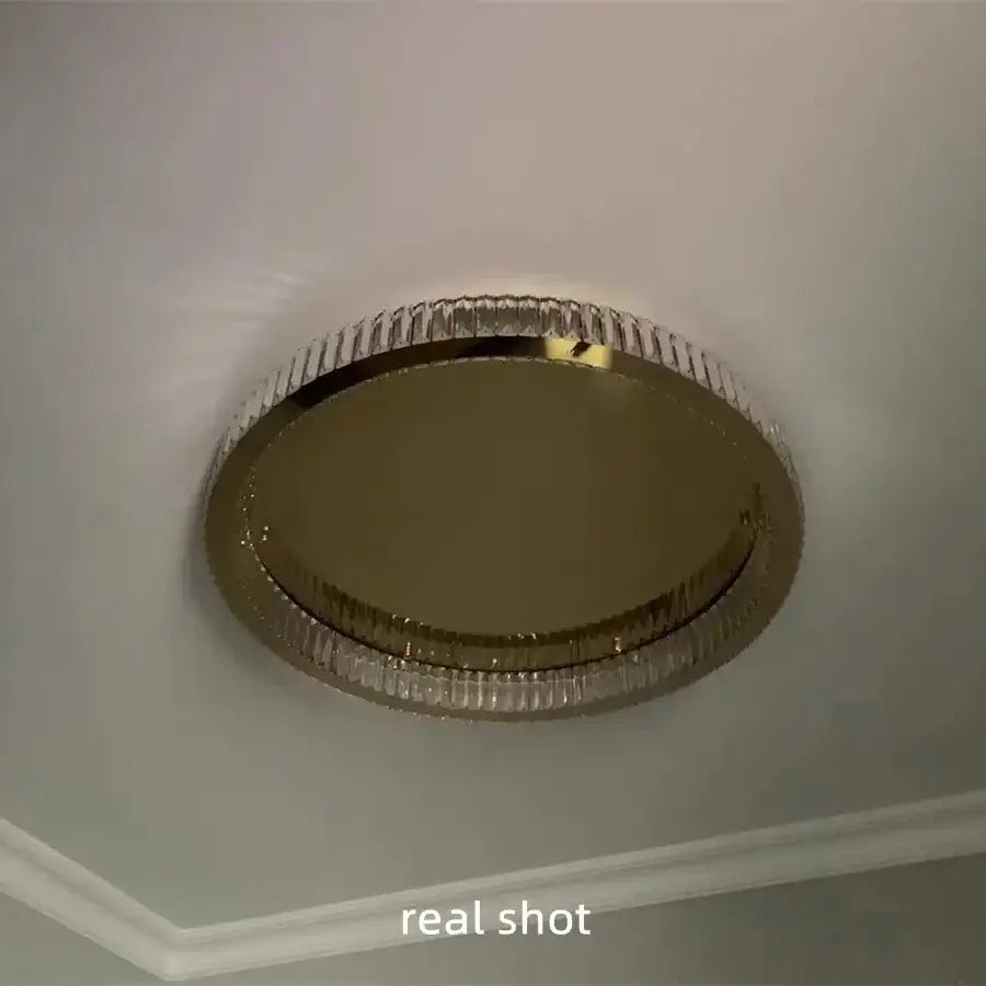 Modern gold steel led dimmable crystal ceiling light bedroom fixture