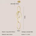 Modern gold steel pendant light interlocking rings dining room