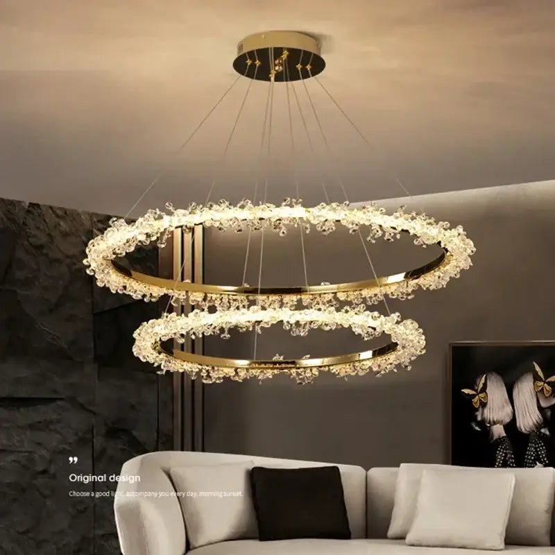 Modern gold swirling crystal pendant chandelier dining room light