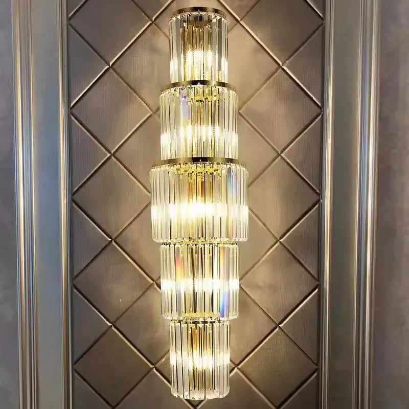 Modern gold tiered crystal nordic wall lamp living room sconce