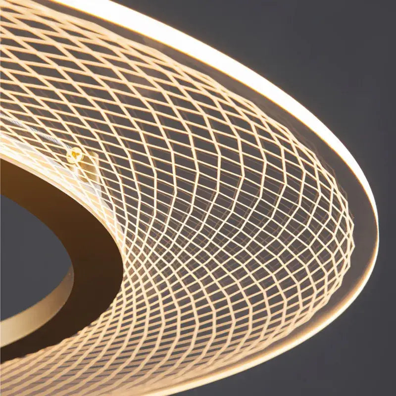 Modern gold tiered mesh pendant chandeliers led living room light